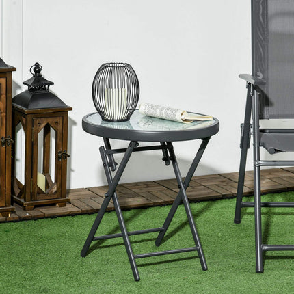 Round folding glass table - Marble Look, versatile use, 45x50 cm