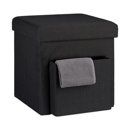Folding stool in linen with compartment