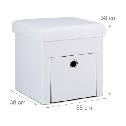 Folding stool in linen with compartment