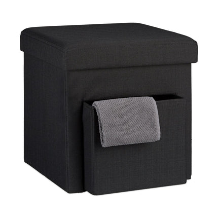 Folding stool in linen with compartment