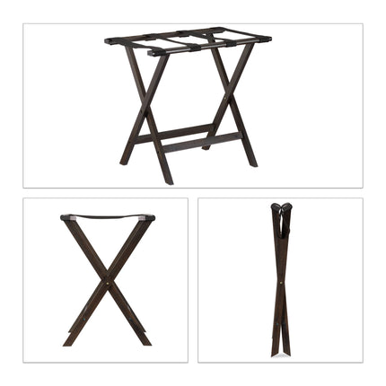 Folding suitcase stand in dark brown