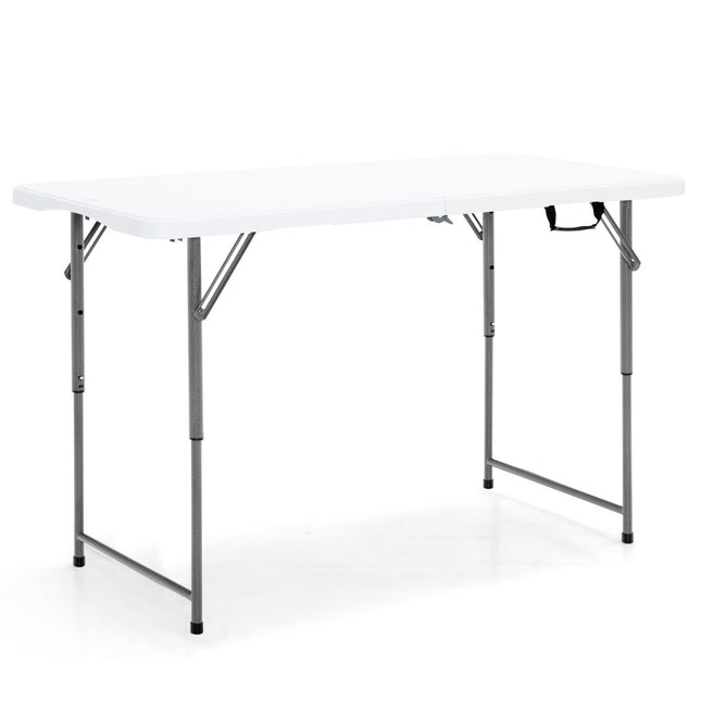 Folding table double folding picnic table with height adjustment white