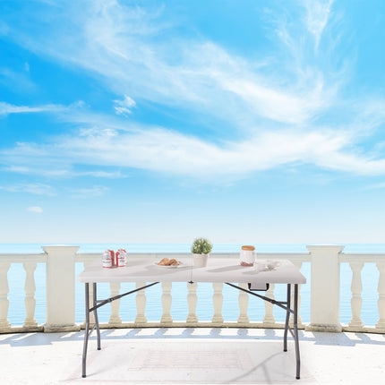 Folding table folding camping table garden table white 153 cm x 74 cm x 74 cm
