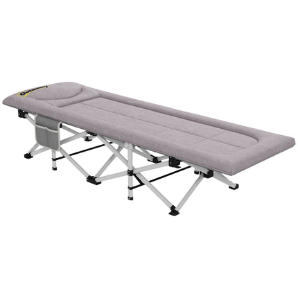 Folding tent bed, Oxford Gray - 200 kg Capacity, 200x65x42cm