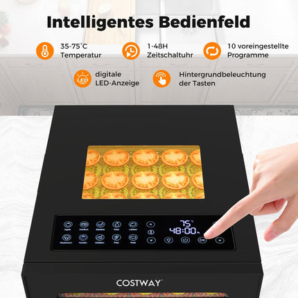 Food Dehydrator with 10 Stainless Trays, 48H Timer, 30-75℃