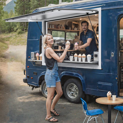 Food Truck Service Window 36 x 24 in, Aluminum Awning