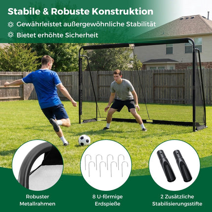 Football Goal, Metal Frame & PE Net, 300 x 200 cm, Black