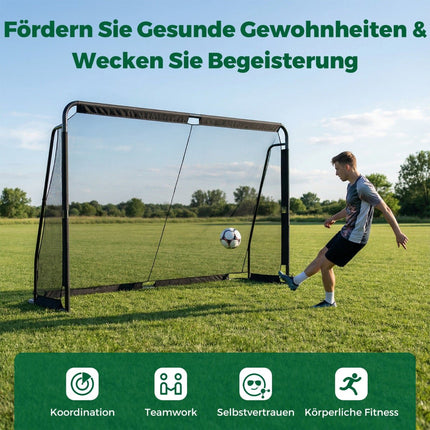 Football Goal, Metal Frame & PE Net, 300 x 200 cm, Black