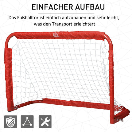 Mini soccer goal set of 2, collapsible steel and tetrolon, red