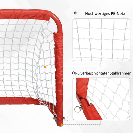Mini soccer goal set of 2, collapsible steel and tetrolon, red