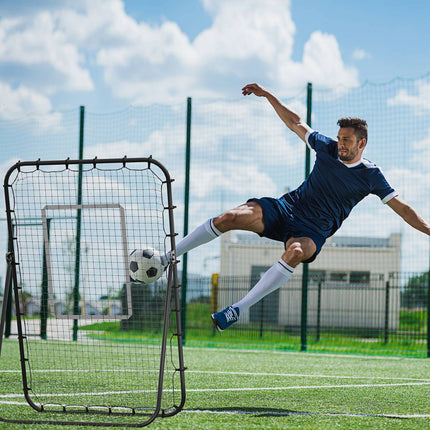 Soccer rebounder goal, folding back wall, adjustable levels
