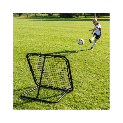 Football Rebounder Net with 4 Adjustable Angles, Foldable Metal Frame, Black