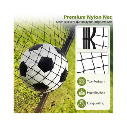 Football Rebounder Net with 4 Adjustable Angles, Foldable Metal Frame, Black