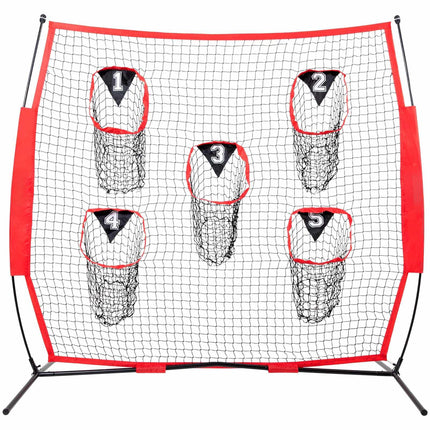 Football Throwing Net 6x6 Ft, 5-Target Pockets, Case
