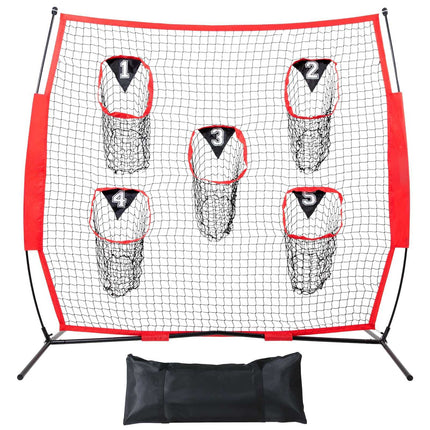 Football Throwing Net 6x6 Ft, 5-Target Pockets, Case