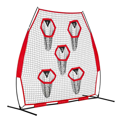 Football Throwing Net 7x7 ft, 5 Target Pockets, Portable