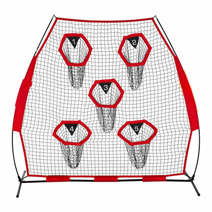 Football Throwing Net 7x7 ft, 5 Target Pockets, Portable