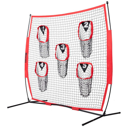 Football Throwing Net 8x8 Ft, 5 Target Pockets, Portable