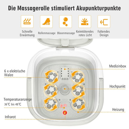 Foot bath massager foot bath whirlpool with adjustable heating temperature 42 x 40 x 24 cm gray