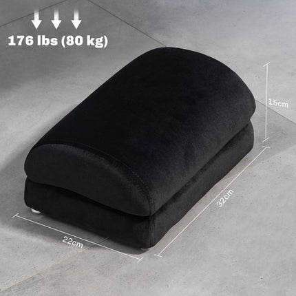 Footrest with anti-slip padding, velvet look, black