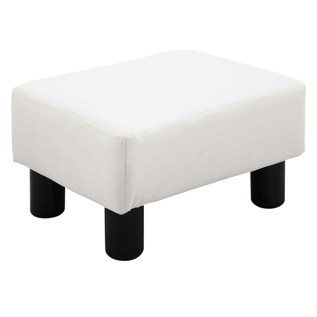 Chesterfield Footstool in synthetic leather, White, 40x30x24 cm