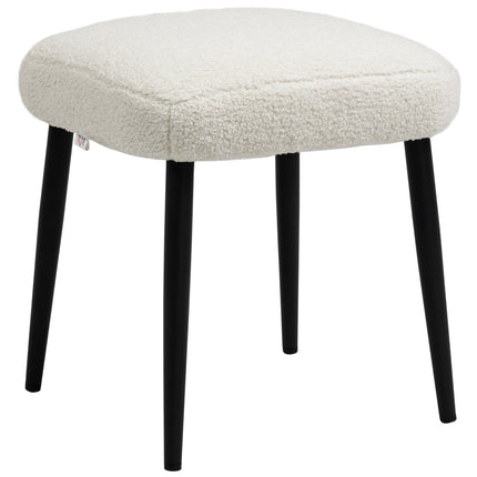 Cream Cashmere-look footstool with steel legs, 42x42x47cm