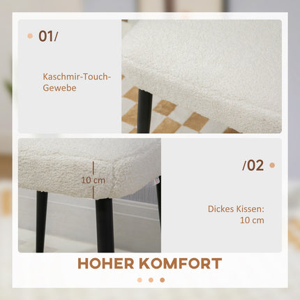 Cream Cashmere-look footstool with steel legs, 42x42x47cm