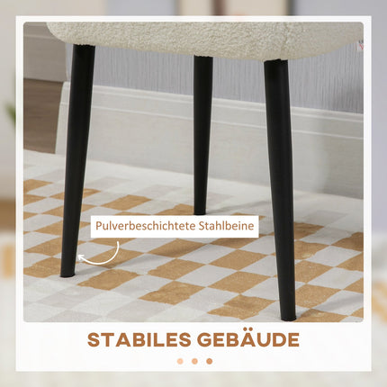Cream Cashmere-look footstool with steel legs, 42x42x47cm