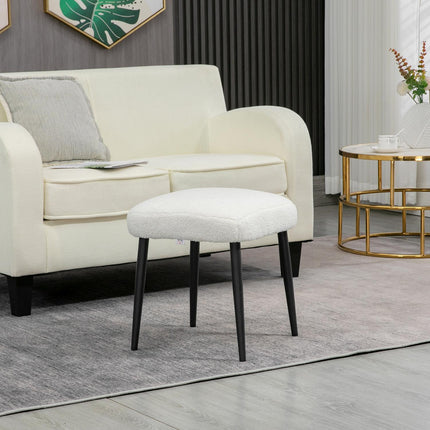 Cream Cashmere-look footstool with steel legs, 42x42x47cm