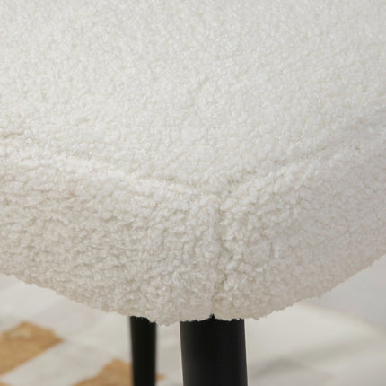 Cream Cashmere-look footstool with steel legs, 42x42x47cm