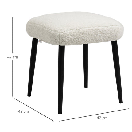 Cream Cashmere-look footstool with steel legs, 42x42x47cm