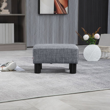 Rectangular linen footstool - upholstered, 150 kg capacity