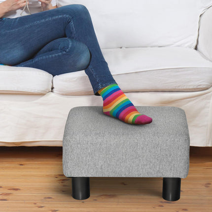 Rectangular linen footstool - upholstered, 150 kg capacity