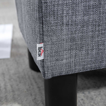 Rectangular linen footstool - upholstered, 150 kg capacity