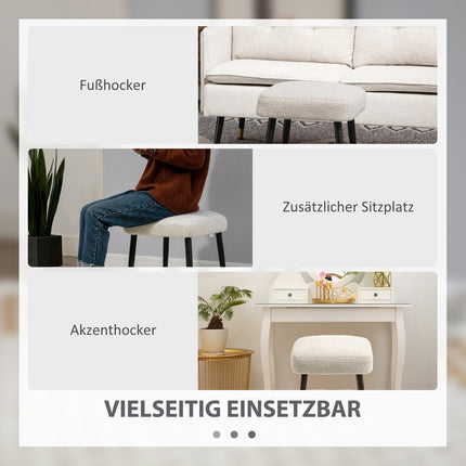 Square footstool with steel legs, cashmere look, light grey