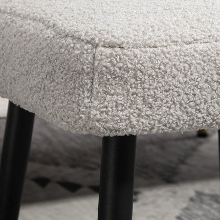 Square footstool with steel legs, cashmere look, light grey