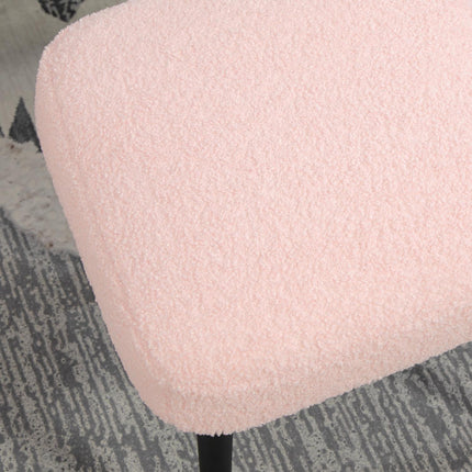 Pink square footstool - steel legs, cashmere look