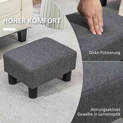 Footstool with Linen-Like Fabric, Foam Padding, Dark Grey