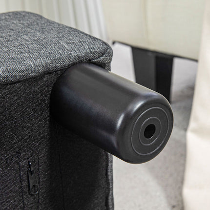 Footstool with Linen-Like Fabric, Foam Padding, Dark Grey