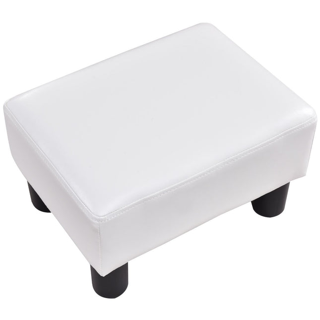 Voetenbank kruk voetenbank voetenbank voetenbank voetenbank gestoffeerde kruk PU 40 x 30 x 24cm-wit