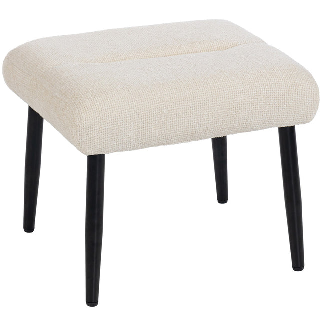 Voetenbank met Chenille Kussen, Stalen Poten, 45x41x38 cm