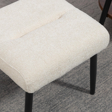 Footstool with Chenille Cushion, Steel Legs, 45x41x38 cm