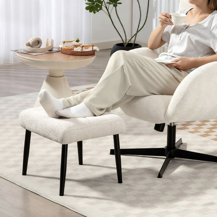 Footstool with Chenille Cushion, Steel Legs, 45x41x38 cm