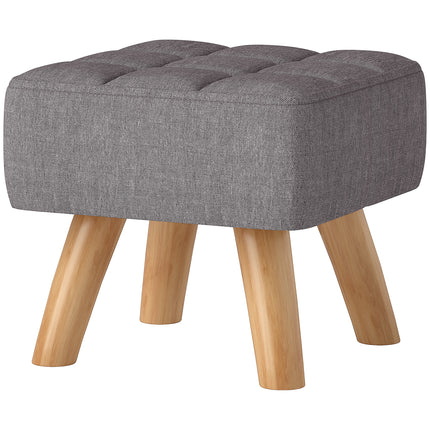 Footstool, Linen Look, Wooden Legs, 110 kg Capacity, Gray