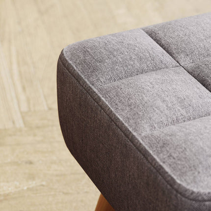 Footstool, Linen Look, Wooden Legs, 110 kg Capacity, Gray