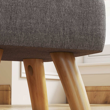 Footstool, Linen Look, Wooden Legs, 110 kg Capacity, Gray