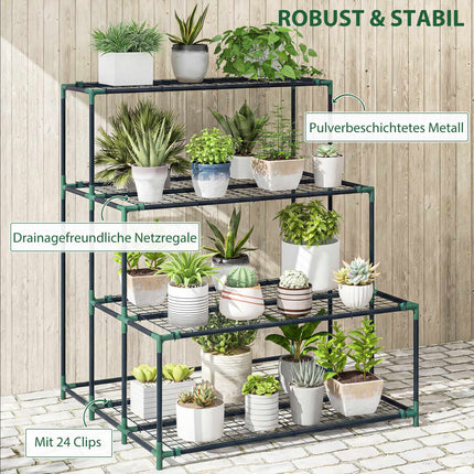 Four-Tier Plant Stand, Dark Green Steel, 10kg Per Shelf