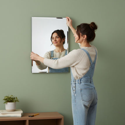 Frameless Bevelled Wall Mirror, 40 x 60 cm Glass