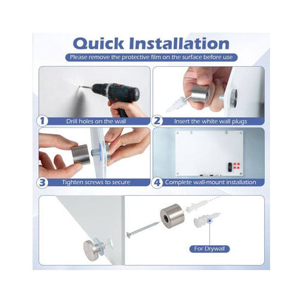 Frameless Magnetic Glass Board 36 x 24 Inch with Marker Tray, Ultra White
