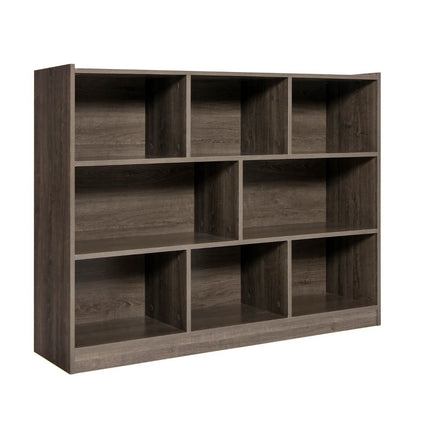Freestanding 3 Tier & 8 Cube Open Bookcase Multi-Purpose Cabinet with Non-Slip Base Gray